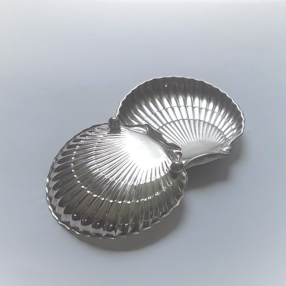 VTG BIRKS Silver PLATE SHELL SHAPED FOOTED CANDY DISH Vanity Tray 2 Available - Picture 3 of 12